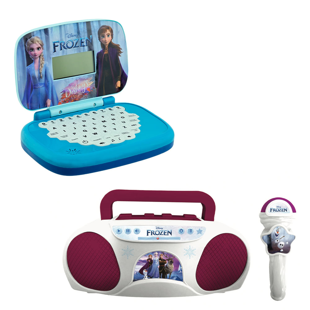 Kit Frozen - Laptop Infantil Bilíngue + Boombox Karaoke