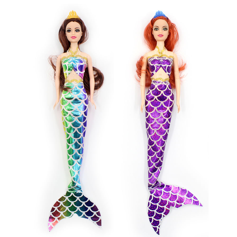 Kit 2 Bonecas Sereia Dream Doll - Colorida + Roxa