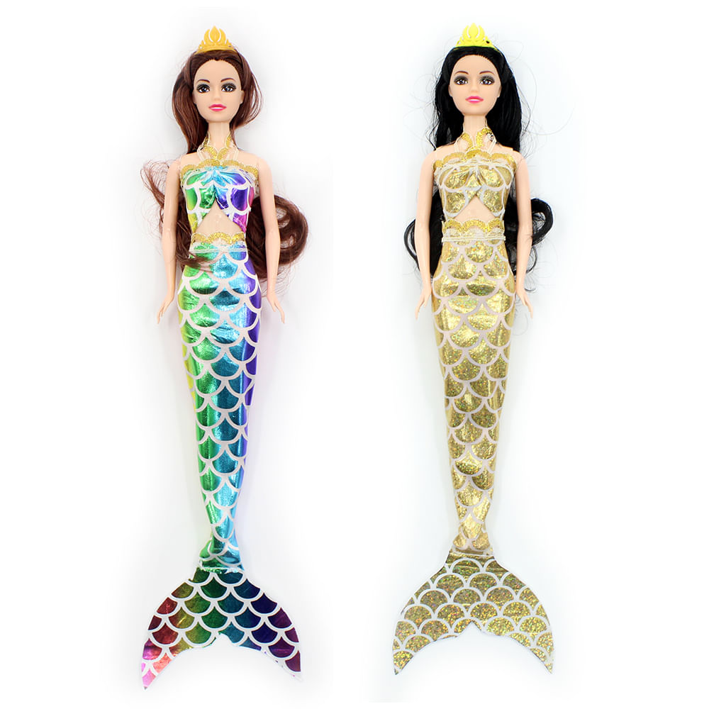 Kit 2 Bonecas Sereia Dream Doll - Colorida + Dourada