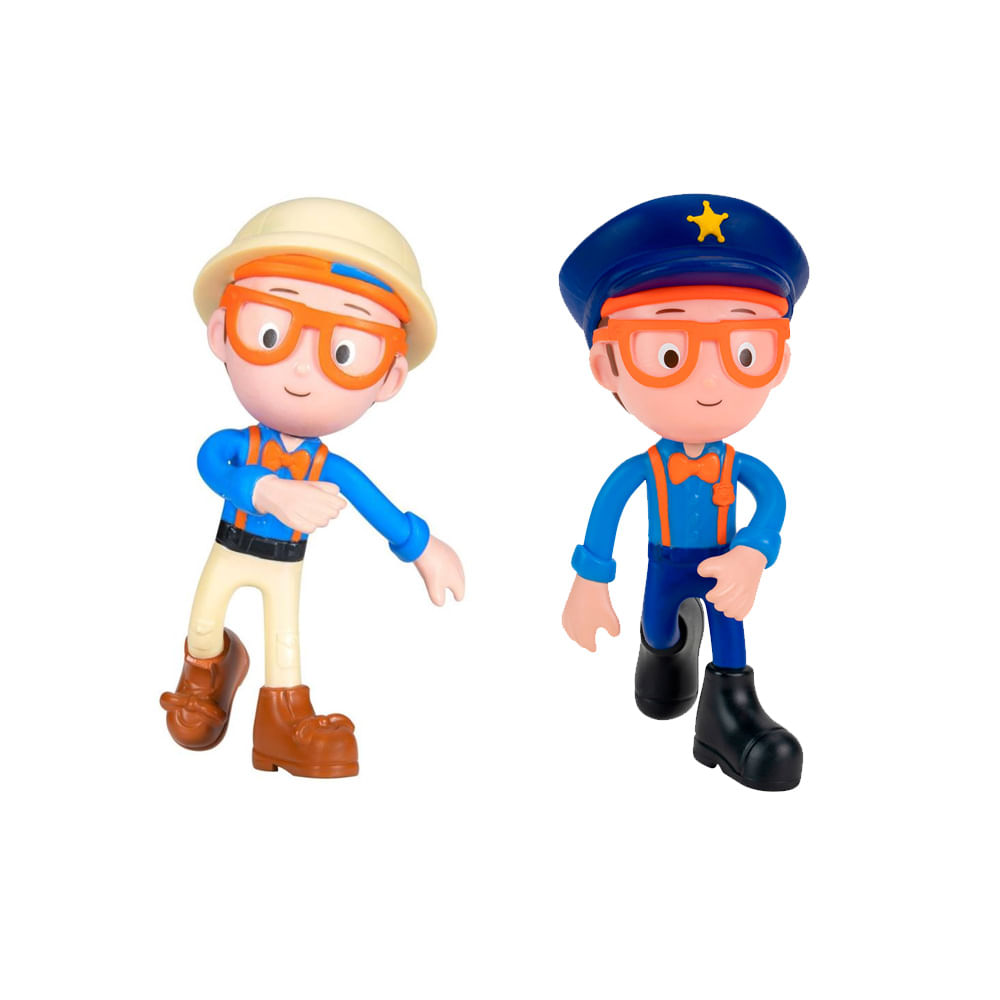 Kit 2 Bonecos Blippi Bendables - Explorador + Policial