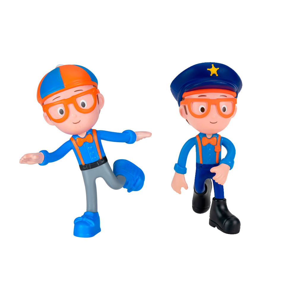 Kit 2 Bonecos Blippi Bendables - Blippi + Policial