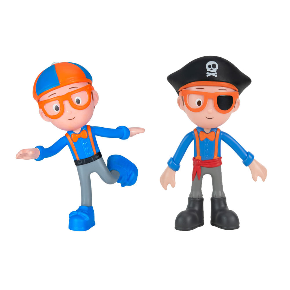 Kit 2 Bonecos Blippi Bendables - Blippi + Pirata