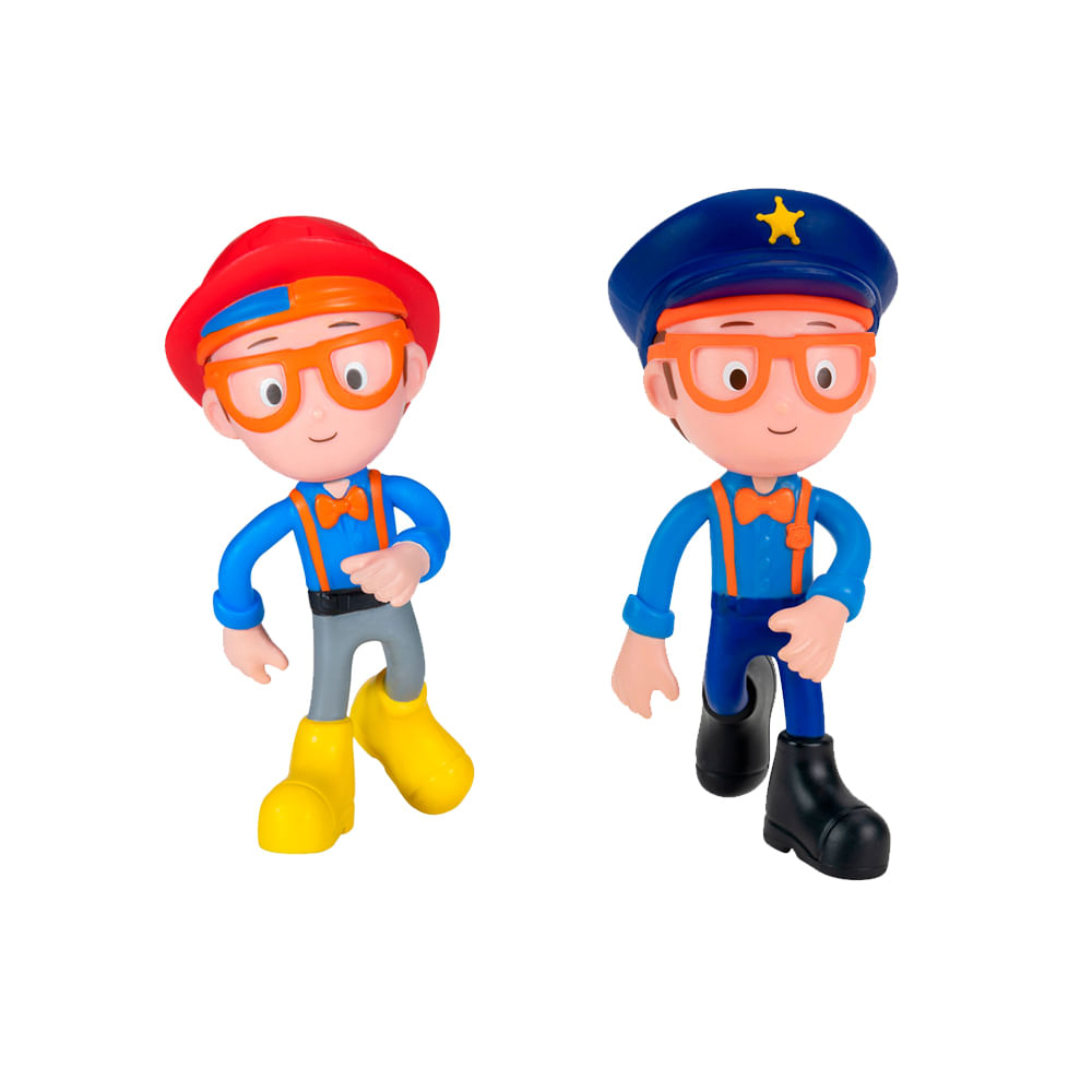 Kit 2 Bonecos Blippi Bendables - Bombeiro + Policial
