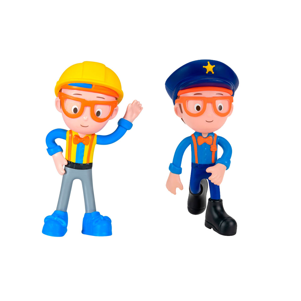 Kit 2 Bonecos Blippi Bendables - Construtor + Policial