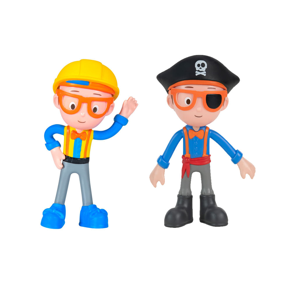 Kit 2 Bonecos Blippi Bendables - Construtor + Pirata