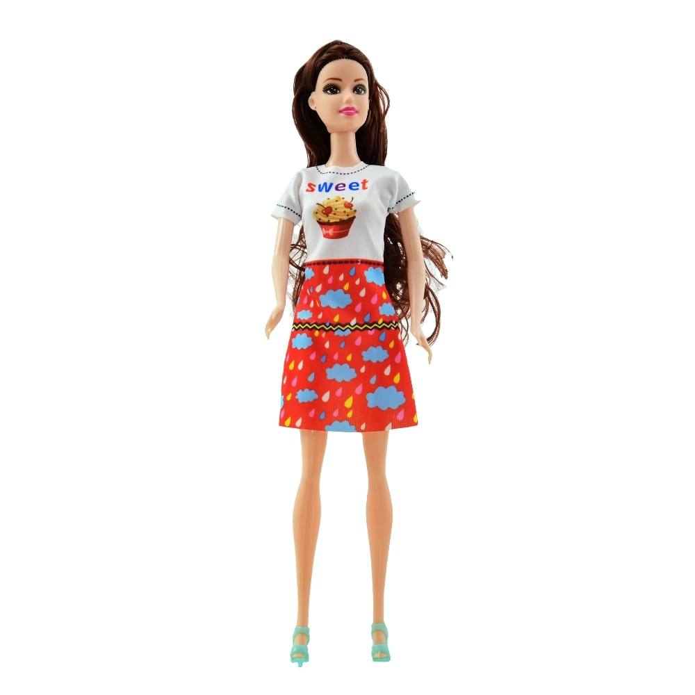 Kit Boneca Dream Doll - Cabelo Castanho + Kit com 9 Vestidos Sortidos - Imagem 2