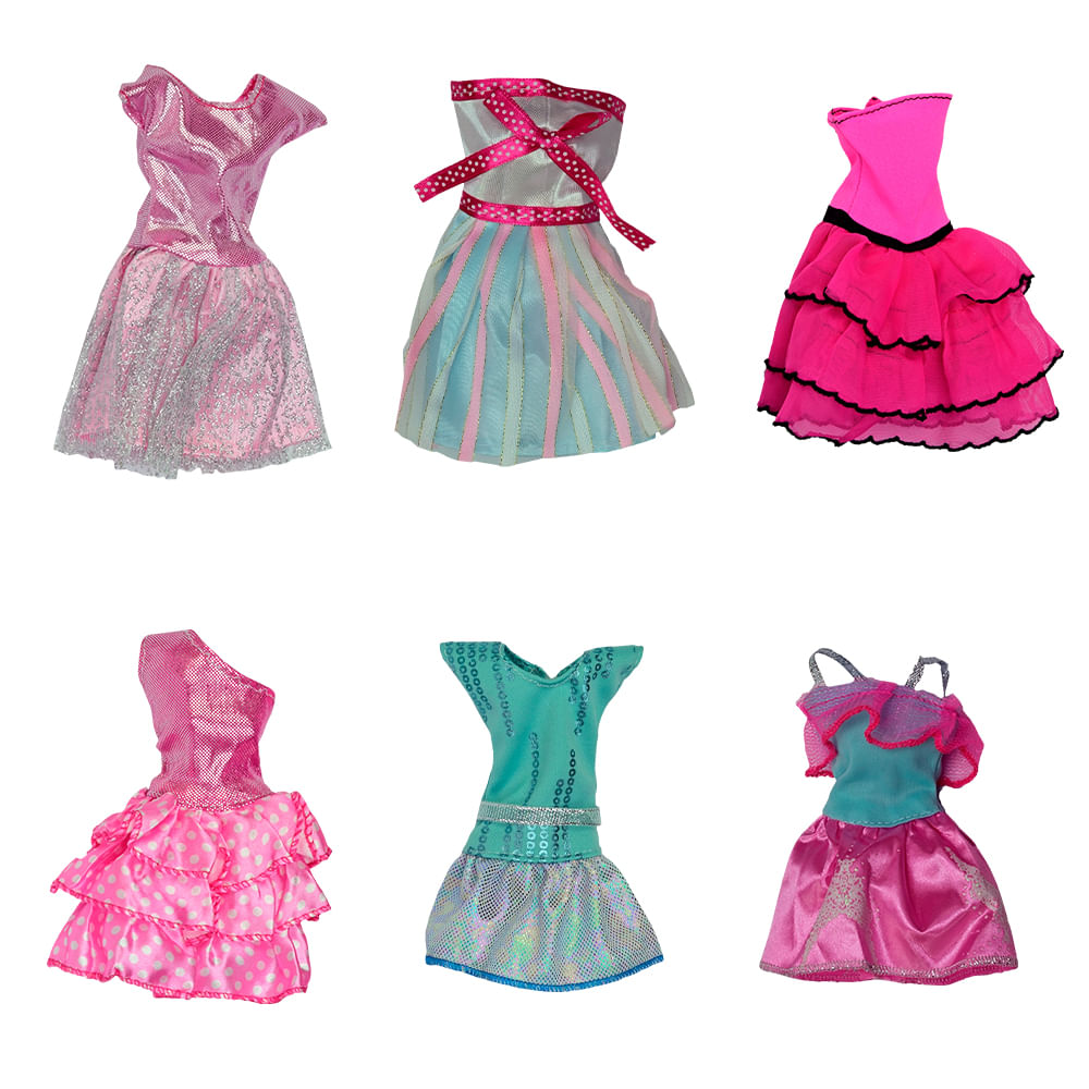 Kit Boneca Dream Doll - Cabelo Loiro + Kit com 9 Vestidos Sortidos - Imagem 7