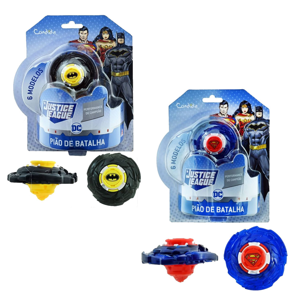 Kit 2 Piões Infinity Nado Justice League Plastic Series - Batman + Robin