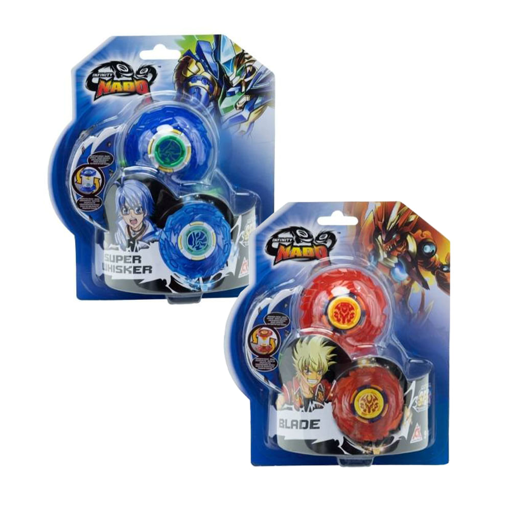 Kit 2 Piões de Batalha Infinity Nado Plastic Series - Azul + Vermelho