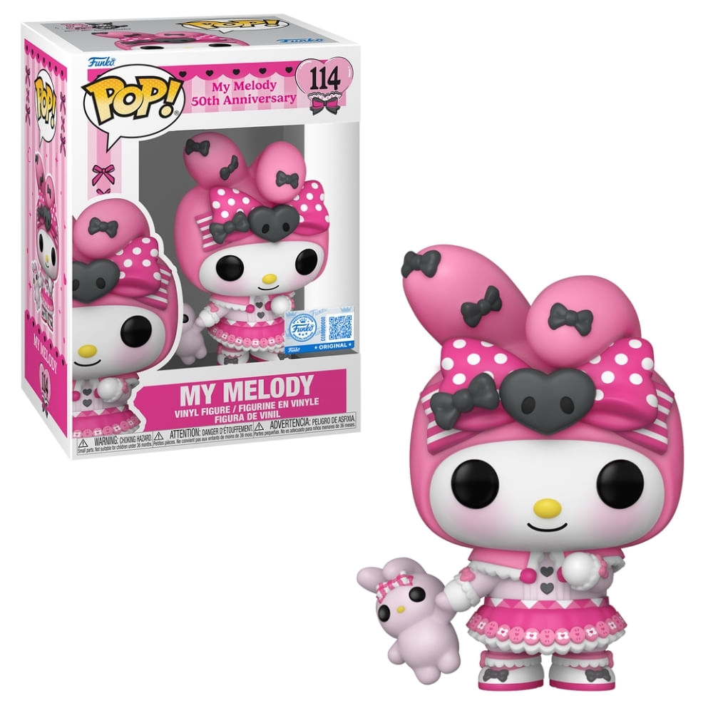 Boneco Funko Pop! Sanrio My Melody 50 anos - My Melody com Pipi