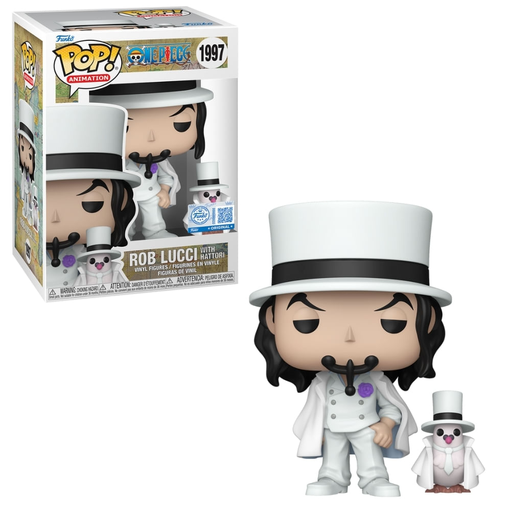 Boneco Funko Pop! Exclusivo & Buddy One Piece - Rob Lucci com Hattori com Chase