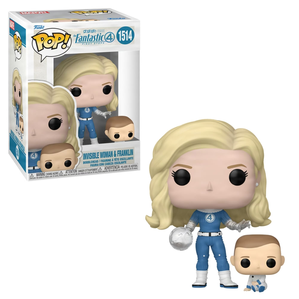 Boneco Funko Pop! Quarteto Fantástico Mulher Inv e Franklin