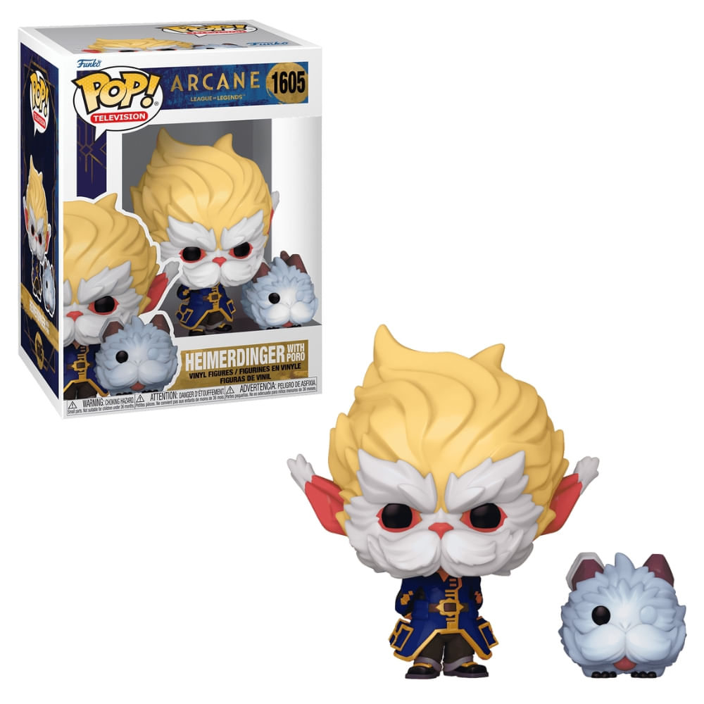 Boneco FunkoPop Arcane League of Legends Heimerdinger c Poro