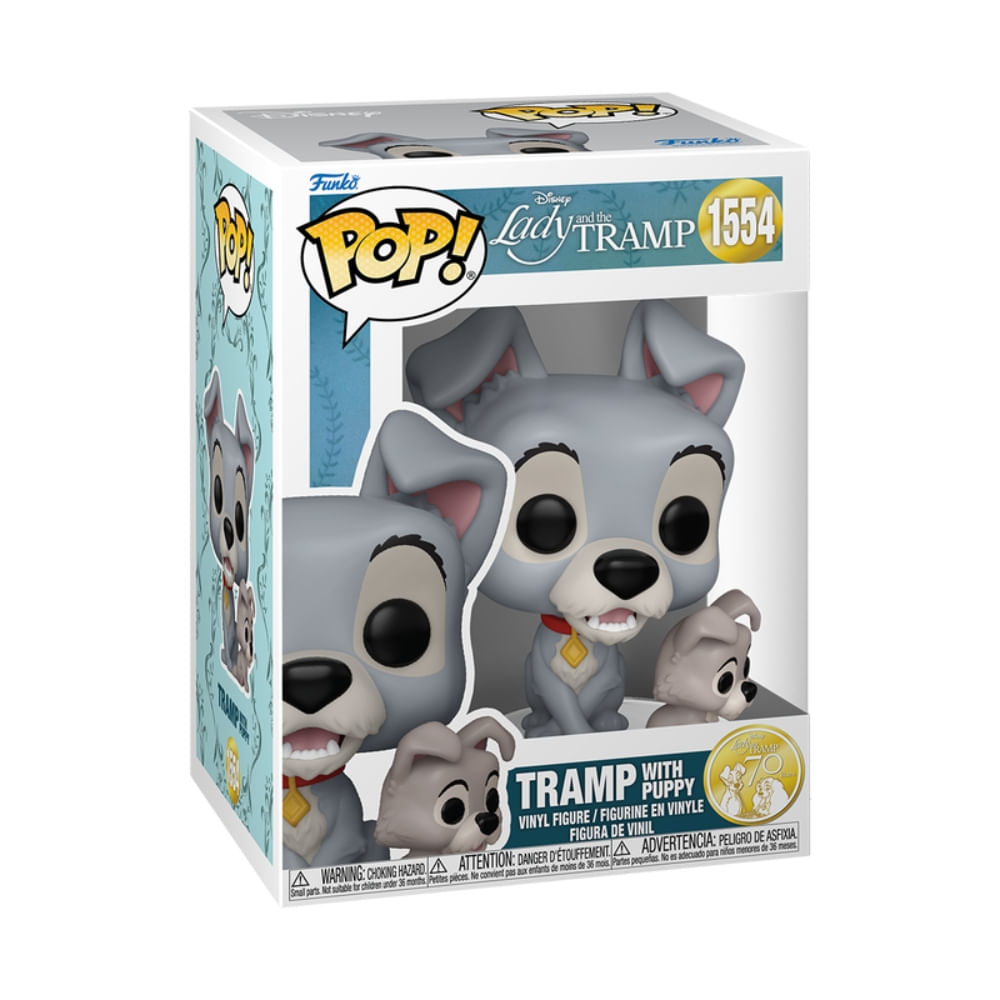 Boneco Funko Pop! Disney A Dama e o Vagabundo 70 anos - Vagabundo com Filhote - Imagem 2