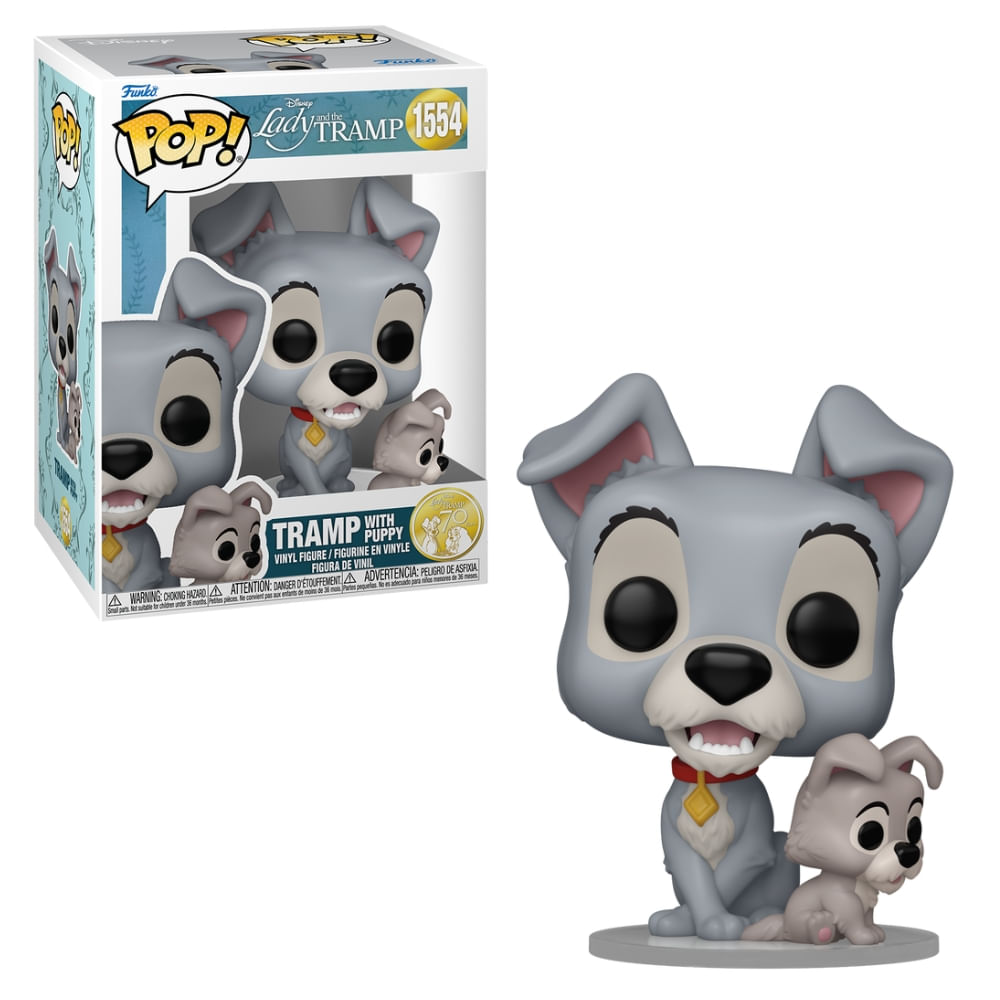 Boneco Funko Pop! Disney A Dama e o Vagabundo 70 anos - Vagabundo com Filhote