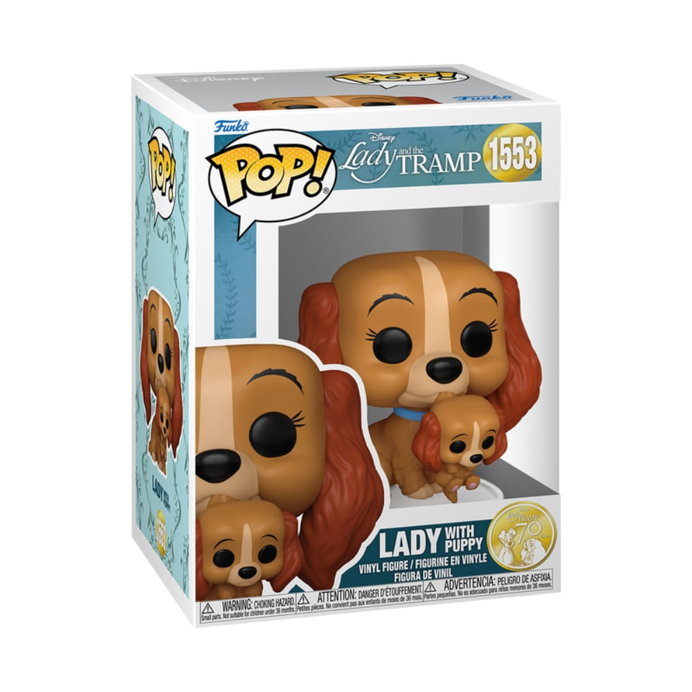 Boneco Funko Pop! Disney A Dama e o Vagabundo 70 anos - Dama com Filhote - Imagem 3