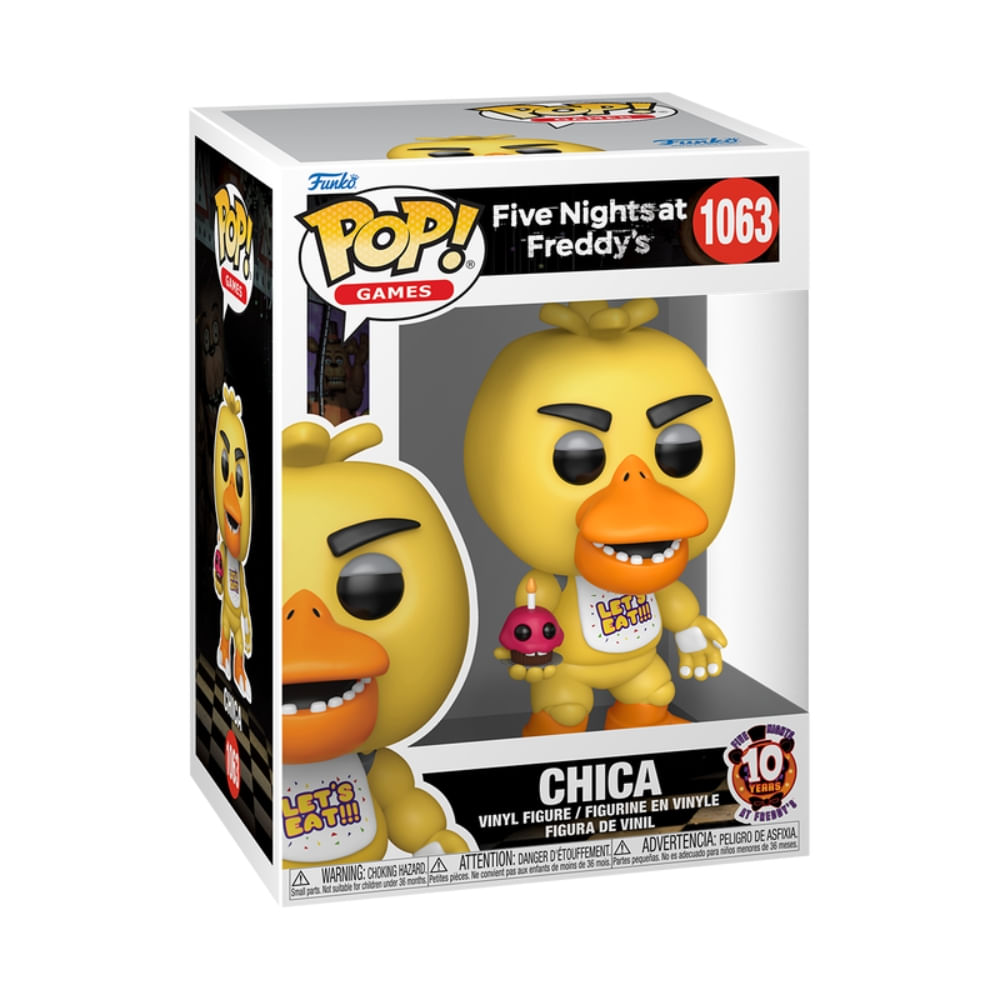 Boneco Funko Pop! Five Nights at Freddy’s 10 anos - Chica com Cupcake - Imagem 2