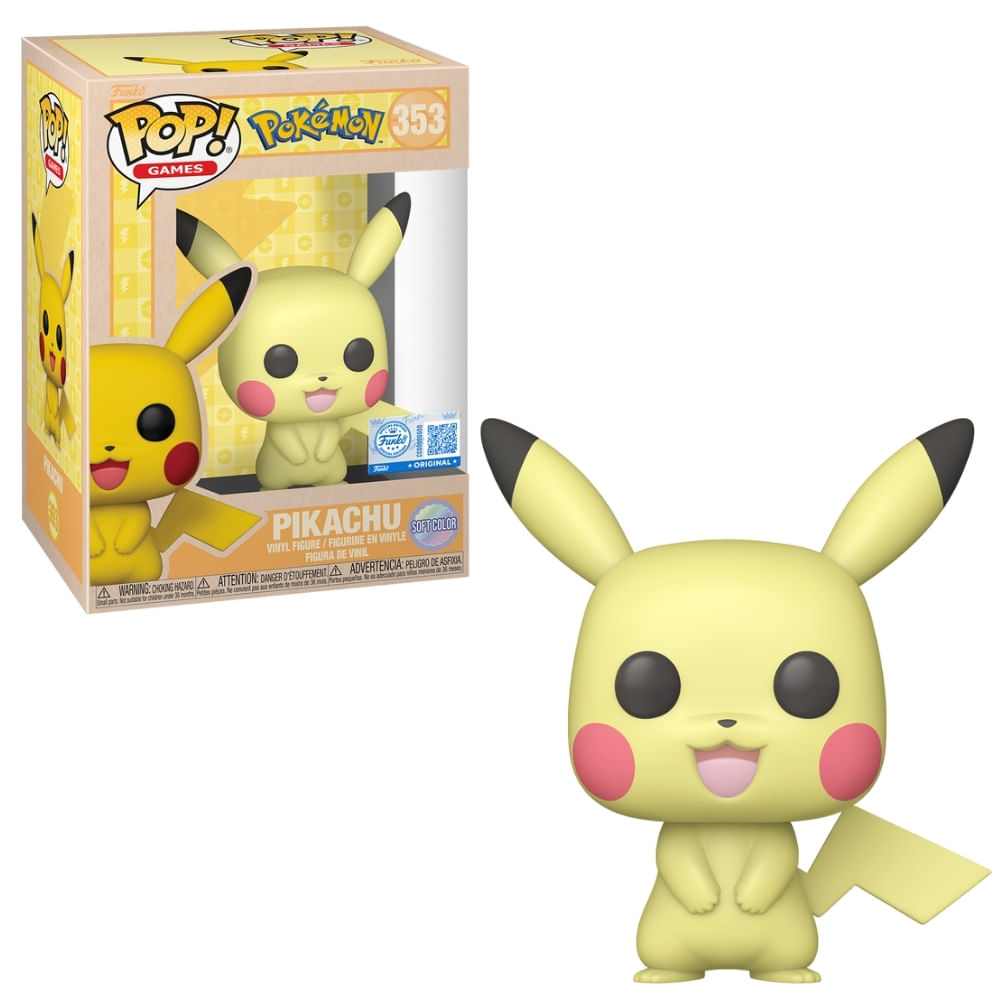 Boneco Funko Pop! Exclusivo Pokémon - Pikachu (Cores Claras)