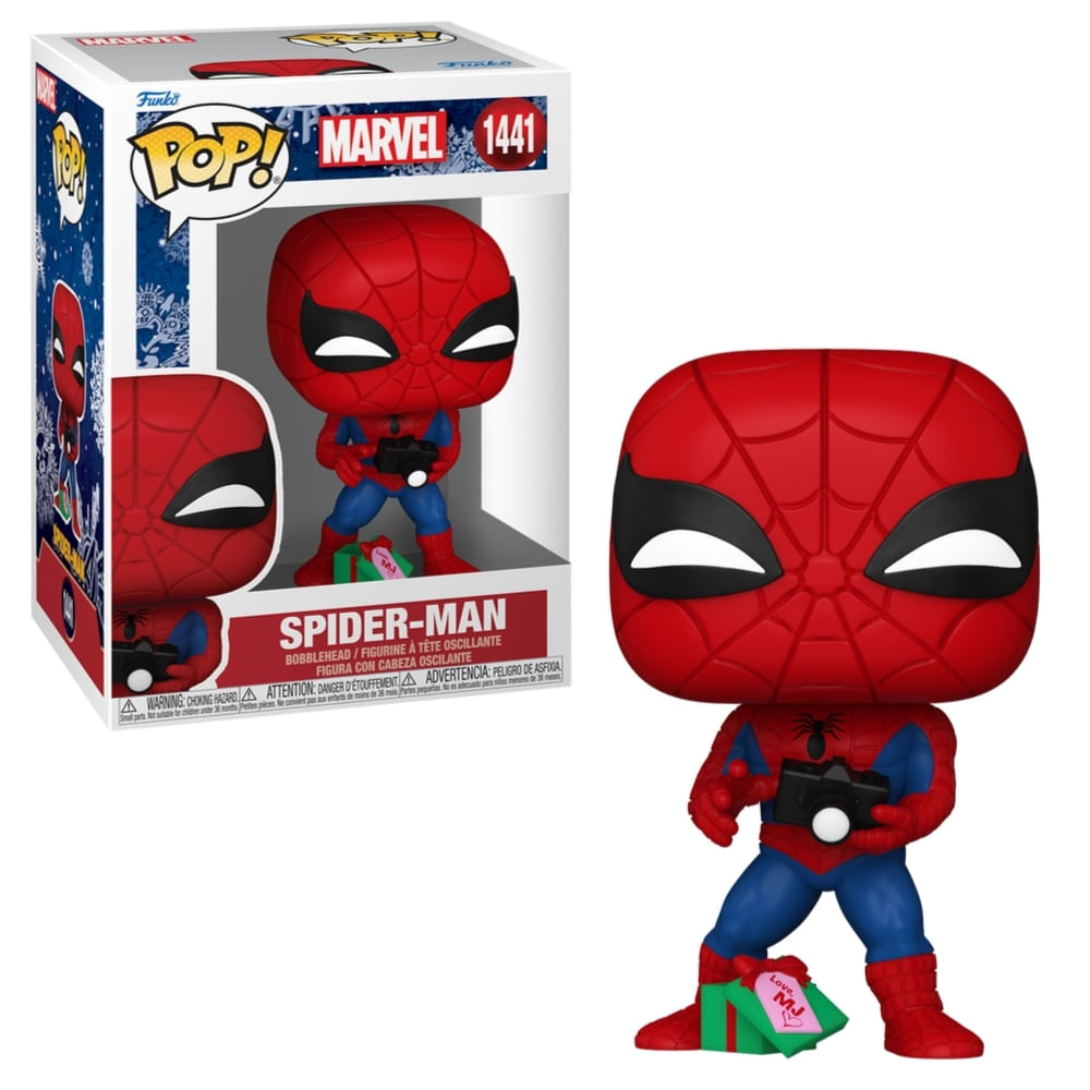 Boneco Funko Pop! Marvel Homem-Aranha com Presente de Natal