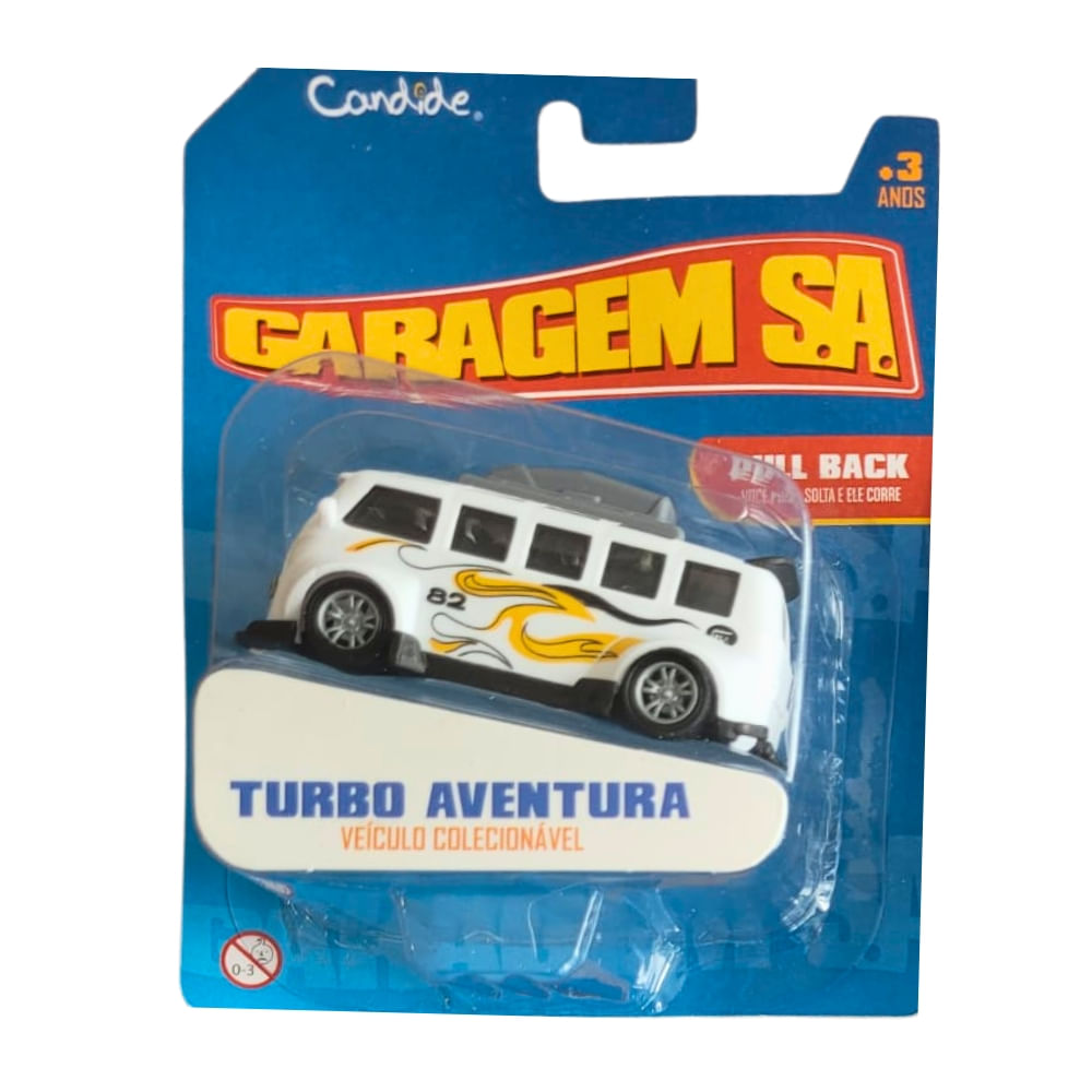 Mini Carrinho Pull Back Garagem S.A. Turbo Aventura - Branco 82 - Imagem 4