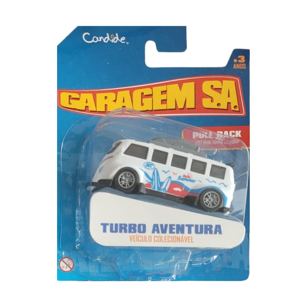 Mini Carrinho Pull Back Garagem S.A. Turbo Aventura - Branco Hello Summer - Imagem 3