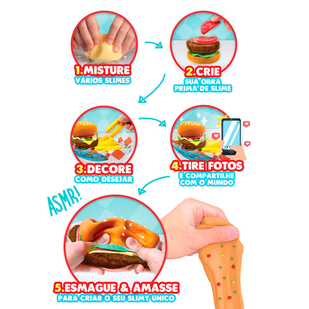 Mini Kit de Slime de Hamburger Slimy DIY Street Food Crush - Imagem 3