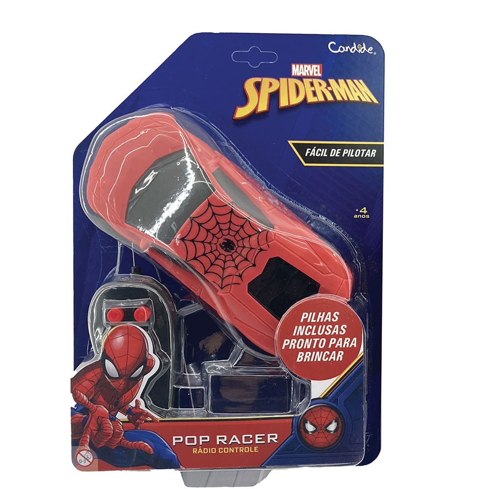 Carrinho de Controle Remoto Pop Racer - Homem Aranha