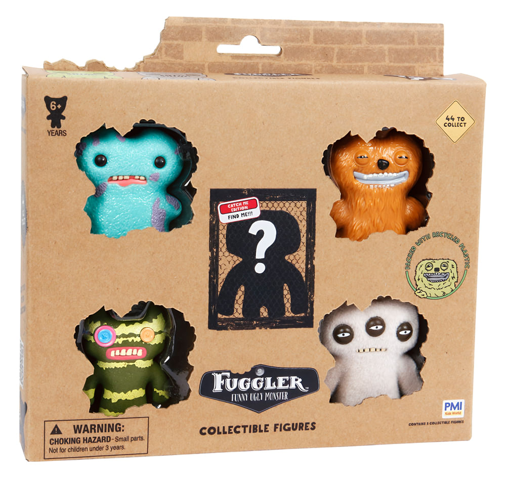 Kit 5 Bonecos Fuggler 6cm Turquesa, Castanho, Verde e Cinza - Imagem 3