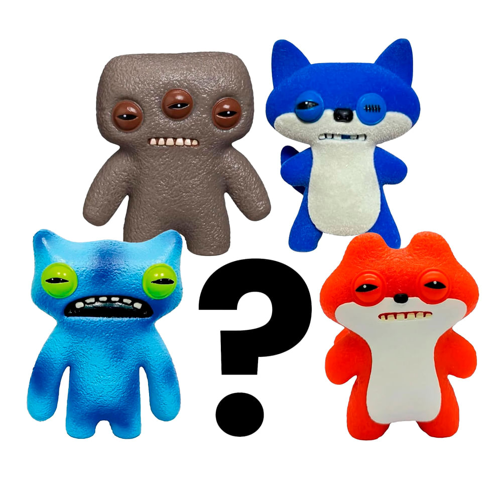 Kit com 5 Mini Bonecos Fuggler 6cm Marrom, Tie-Dye, Azul e Vermelho