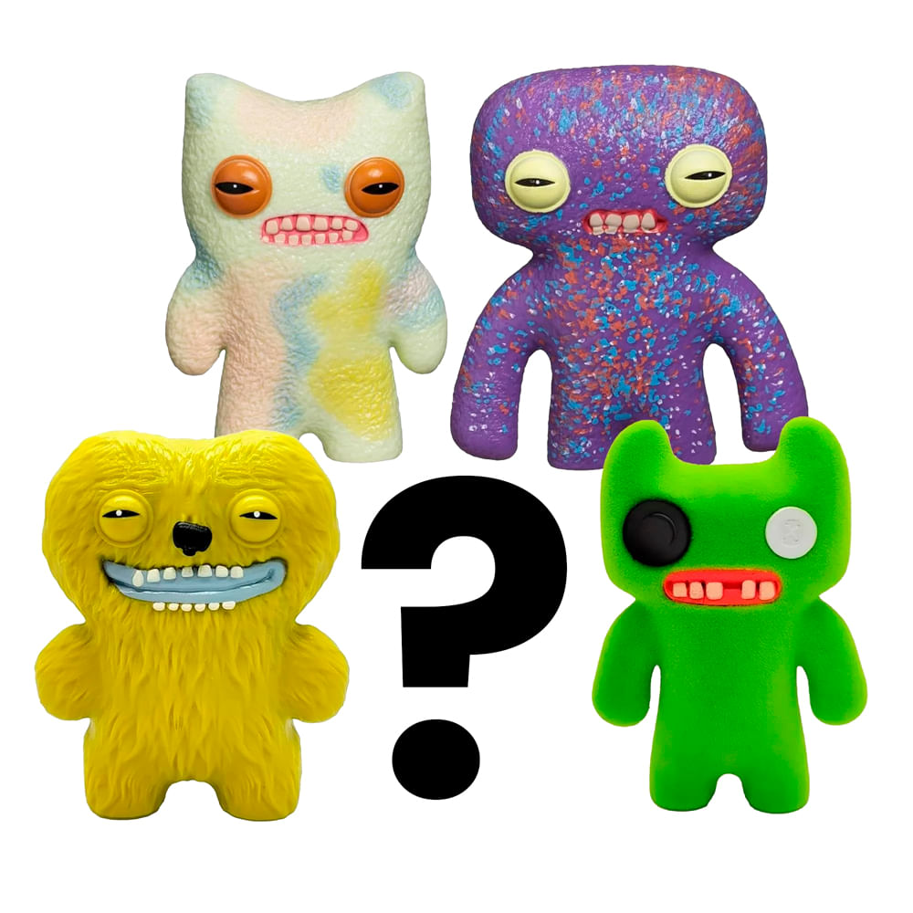 Kit com 5 Mini Bonecos Fuggler 6cm Verde, Tie-Dye, Roxo e Amarelo