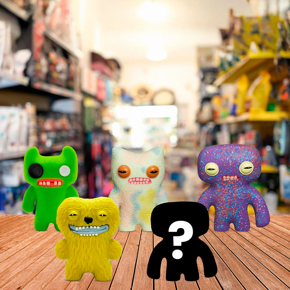 Kit com 5 Mini Bonecos Fuggler 6cm Verde, Tie-Dye, Roxo e Amarelo - Imagem 4