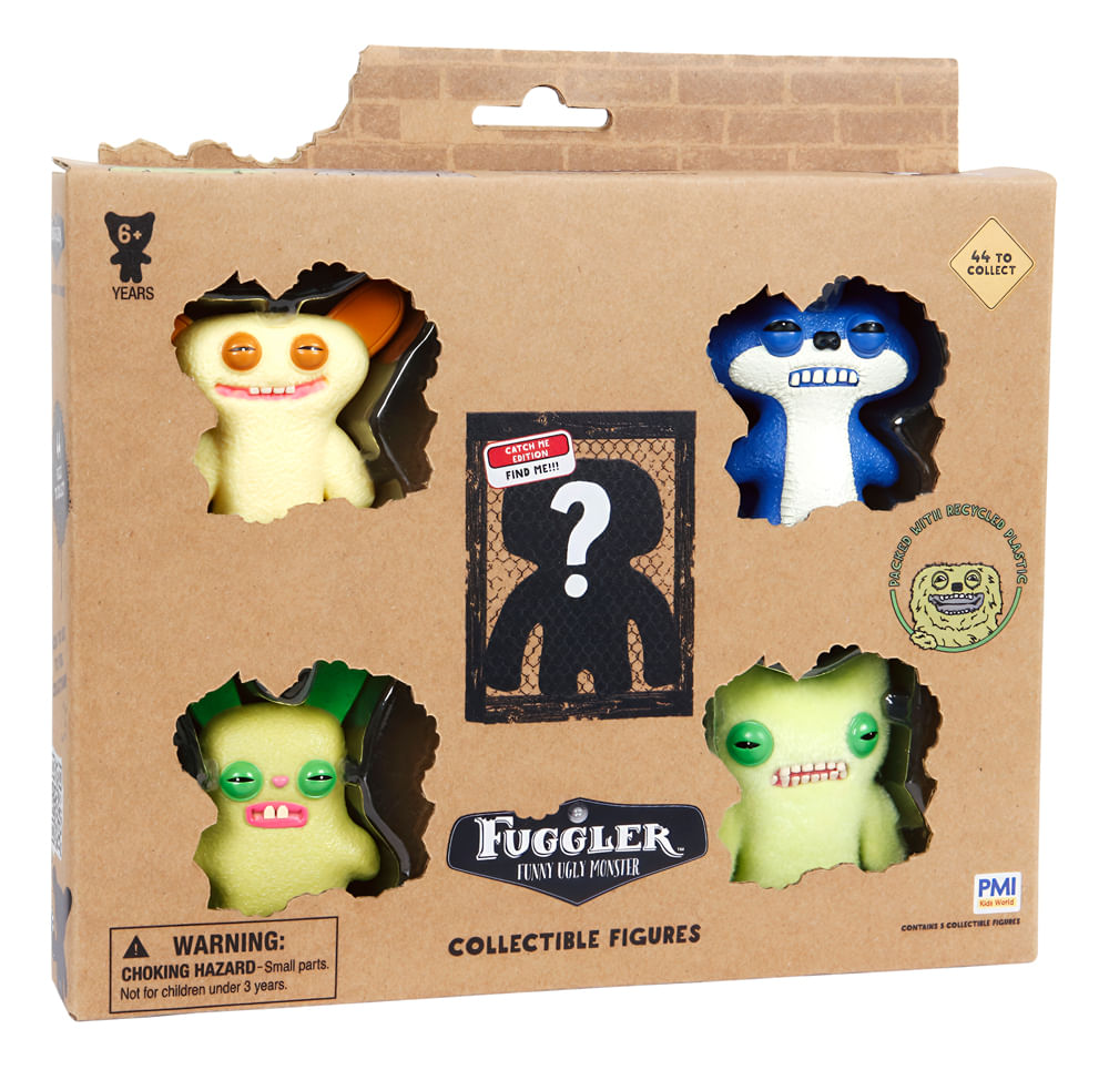 Kit com 5 Mini Bonecos Fuggler 6cm Amarelo, Azul, Verde e Verde Claro - Imagem 2