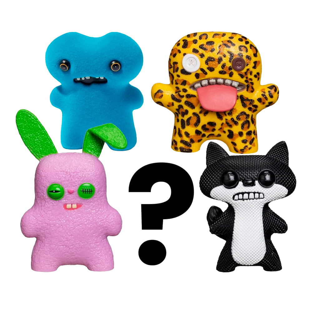 Kit com 5 Mini Bonecos Fuggler 6cm Azul, Onça, Rosa e Preto