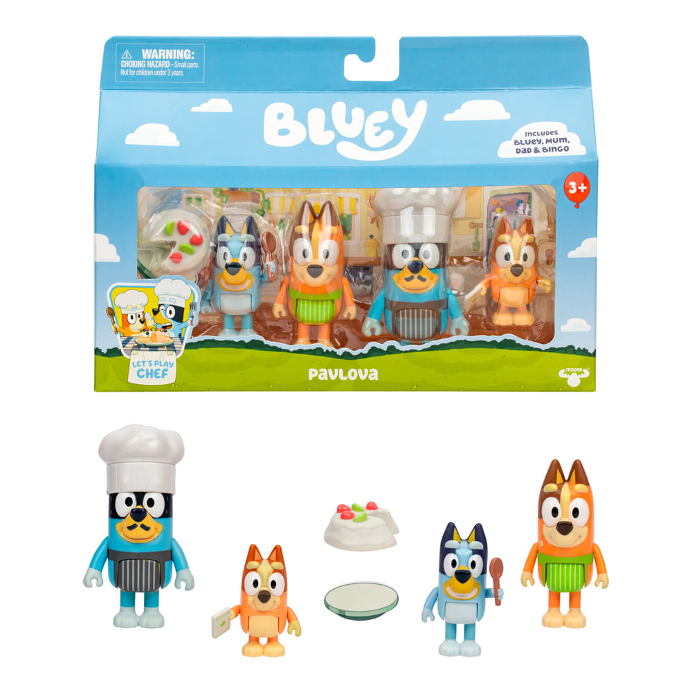 Kit com 4 Bonecos Colecionáveis 6cm Bluey - Pavlova