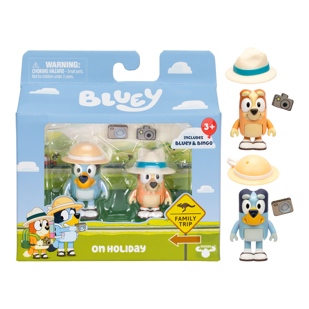Kit 2 Bonecos Colecionáveis 6cm Bluey - De Férias