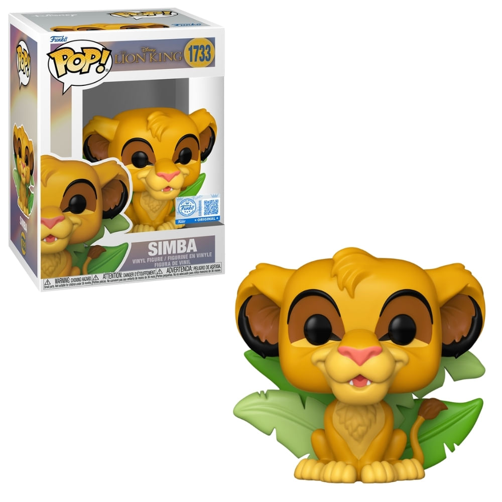 Boneco Funko Pop! Exclusivo Disney o Rei Leão Simba c Folhas