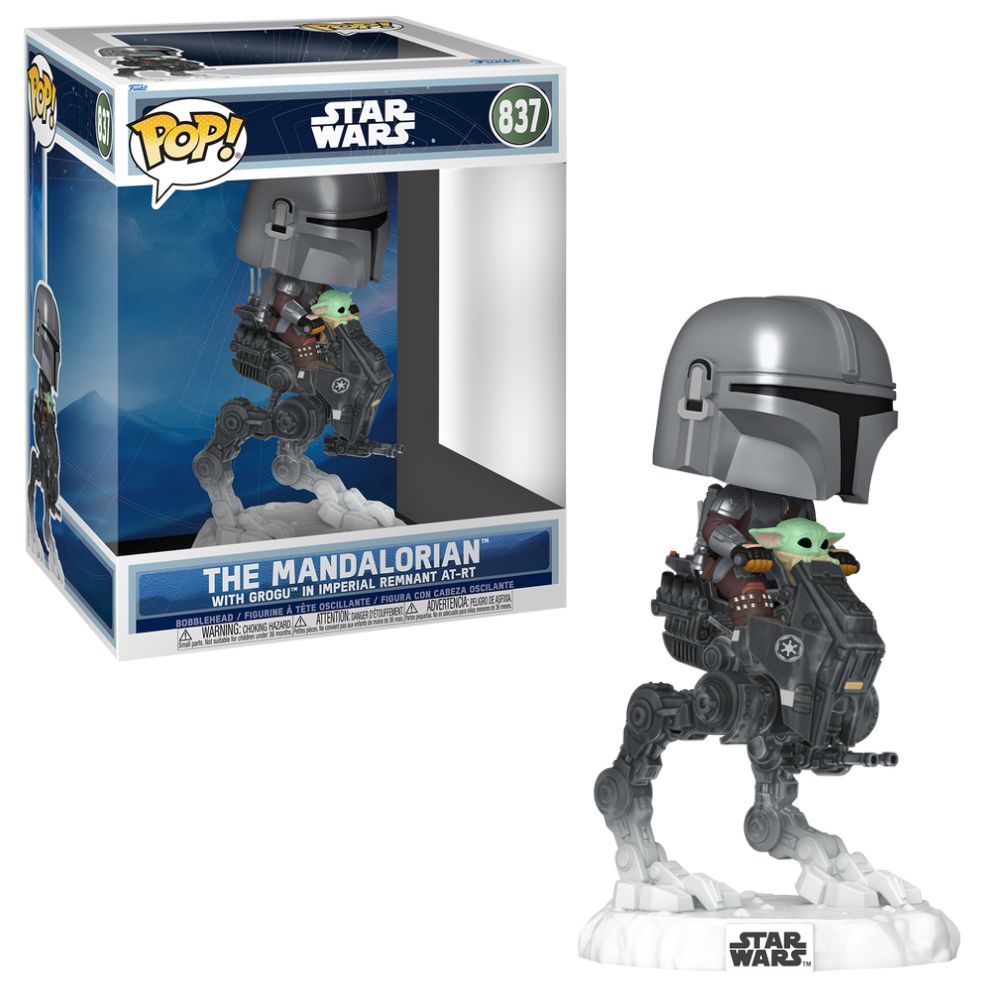 Boneco Funko Pop! Rides Star Wars - Mandaloriano e Grogu na AT-RT