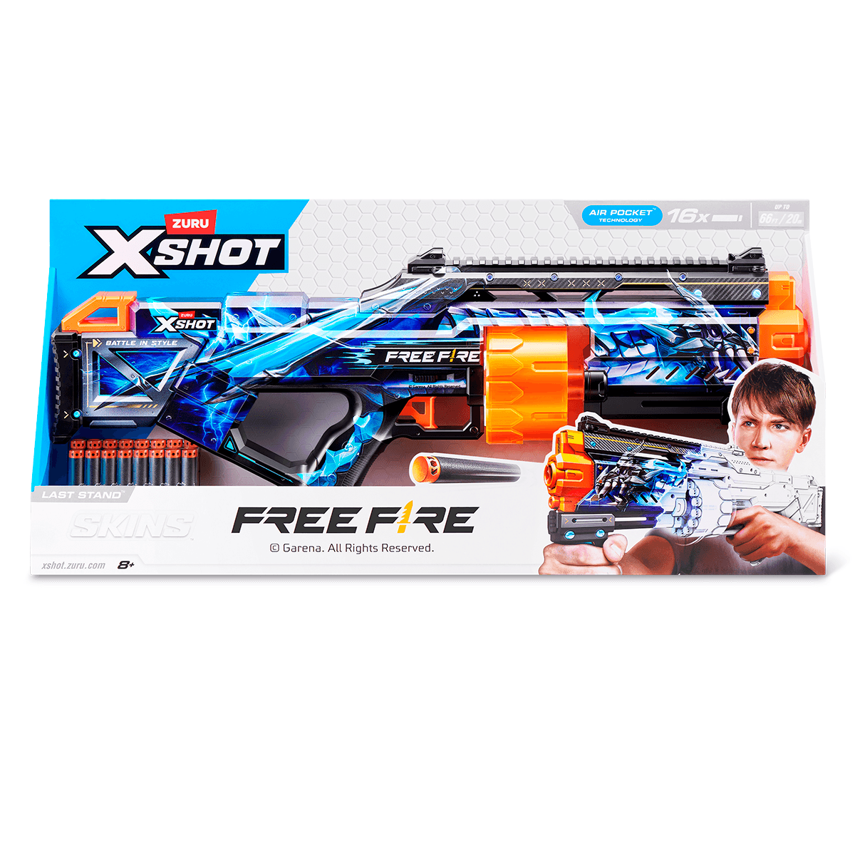 Lançador Xshot Skin Last Stand Free Fire 16 Dardos Blue Fame Draco