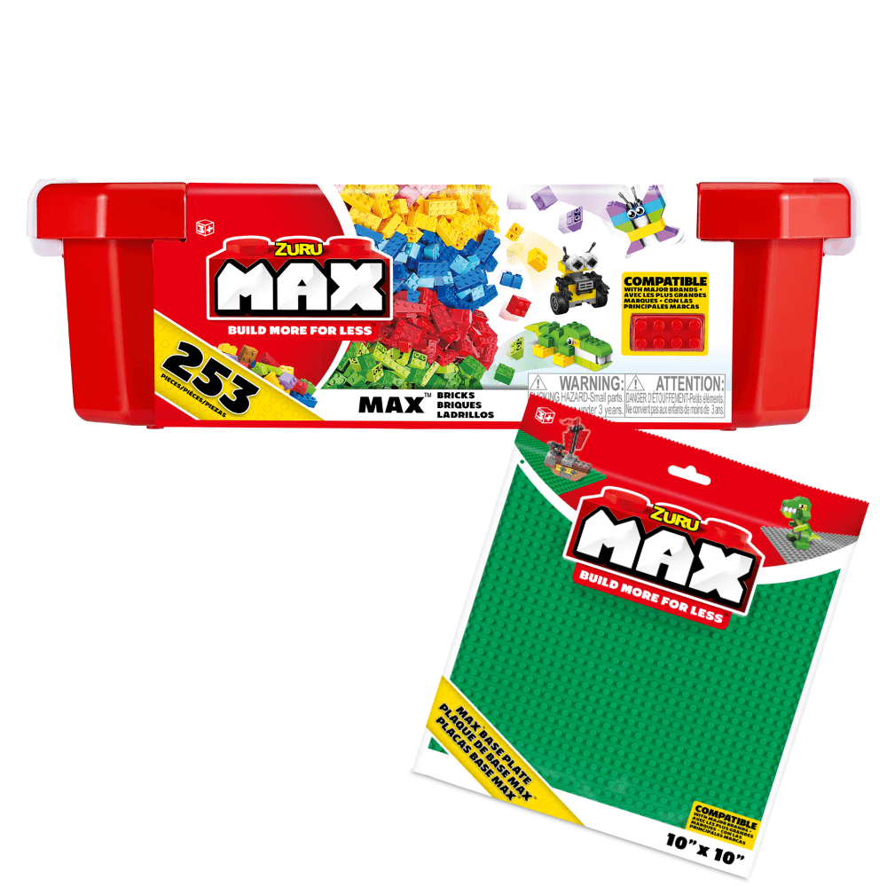 Conjunto de Blocos de Construção 253 pçs + Base de Construção 25x25cm Verde Candide Max