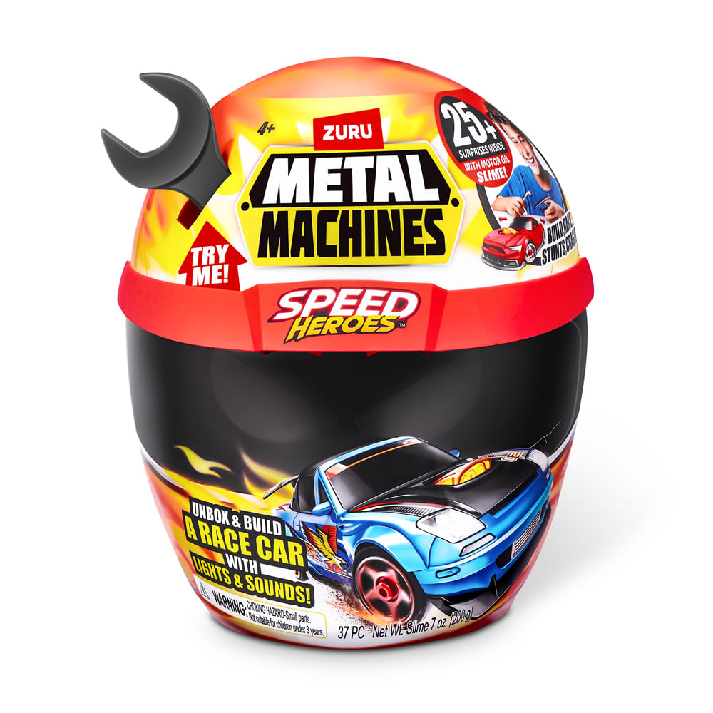 Capacete Surpresa Metal Machines Speed Hero 20 peças, Preto