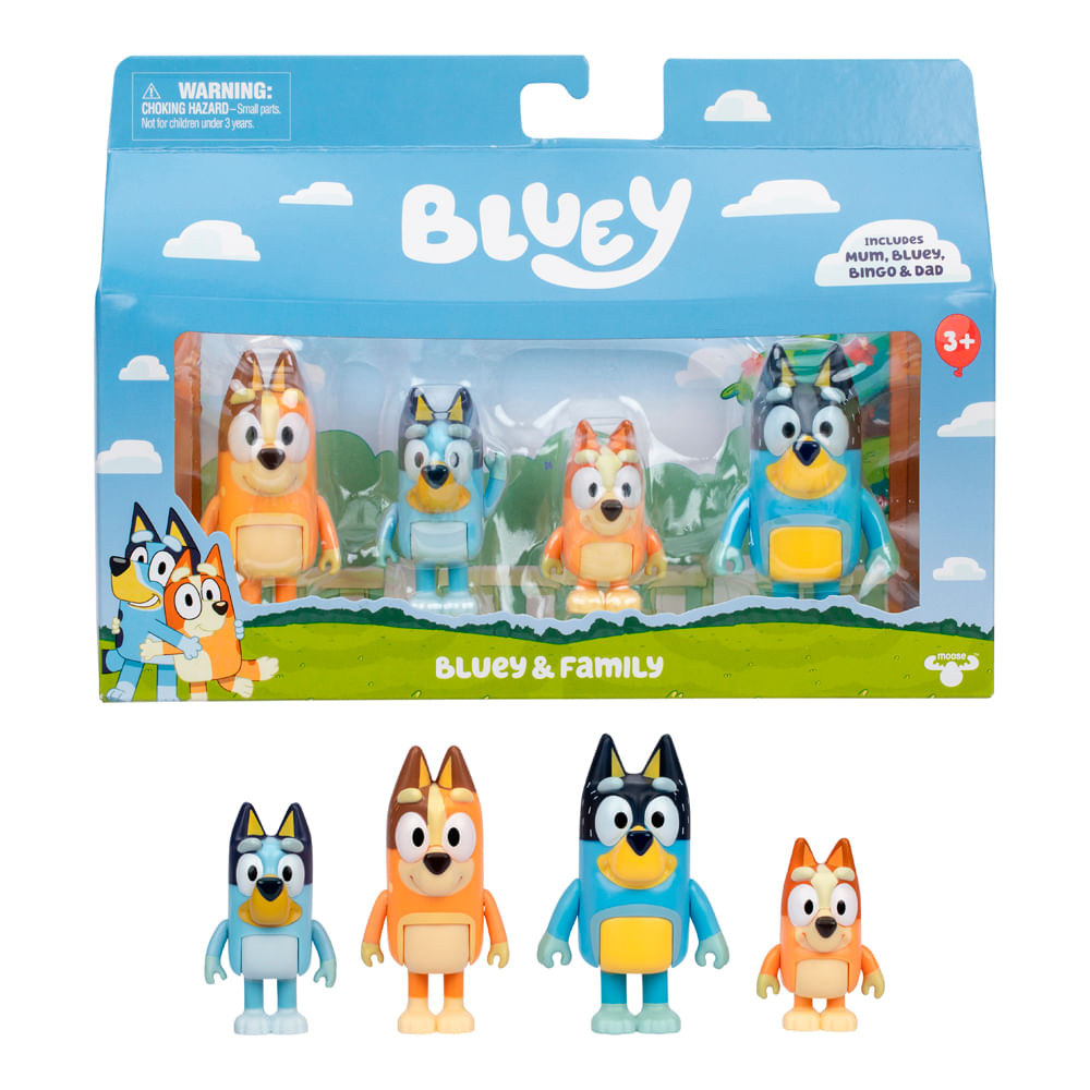 Bluey - Kit com 4 personagens 6cm - Family da Bluey